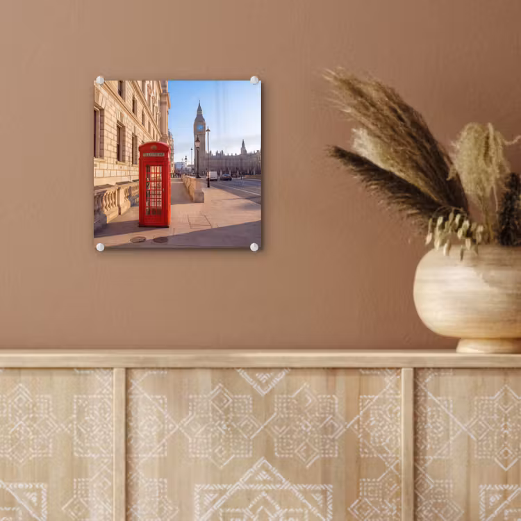 Glas schilderij - Telefooncel - Rood - Londen - Stad - Architectuur — 6