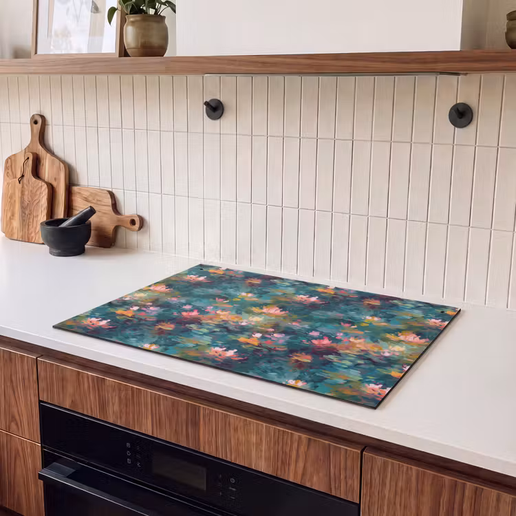 Inductie beschermer en spatscherm (2in1) - Waterlelies - Vijver - Water — 3