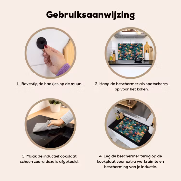 Inductie beschermer en spatscherm (2in1) - Waterlelies - Vijver - Water — 6