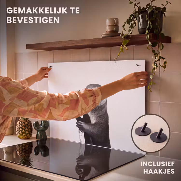 Inductie beschermer en spatscherm (2in1) - Wijnfles - Otter - Zwart — 7
