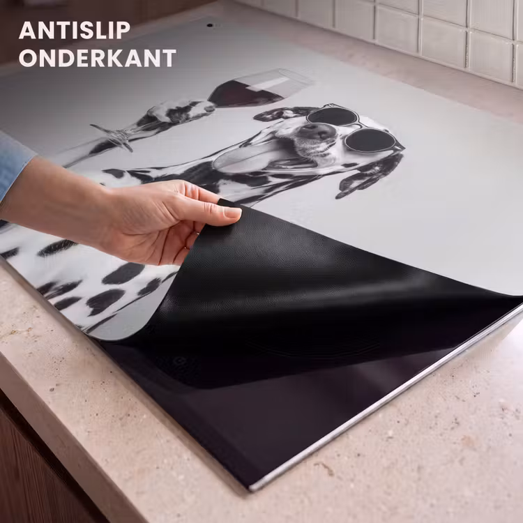 Inductie beschermer en spatscherm (2in1) - Zonnebril - Dalmatiër - Wijnglas - Tong — 4