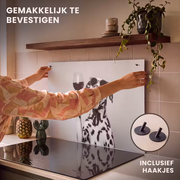 Inductie beschermer en spatscherm (2in1) - Zonnebril - Dalmatiër - Wijnglas - Tong — 7