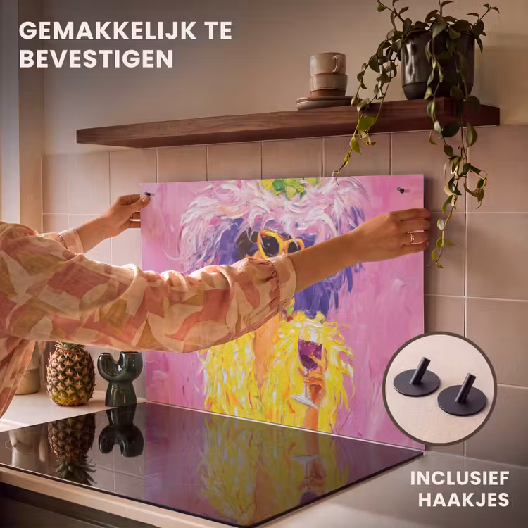 Inductie beschermer en spatscherm (2in1) - Zonnebril - Vrouw - Jas - Veren — 7