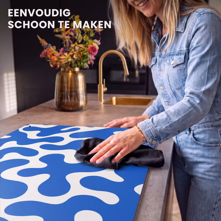 Inductie beschermer en spatscherm (2in1) - Vormen - Abstract - Blauw - Golven — 5