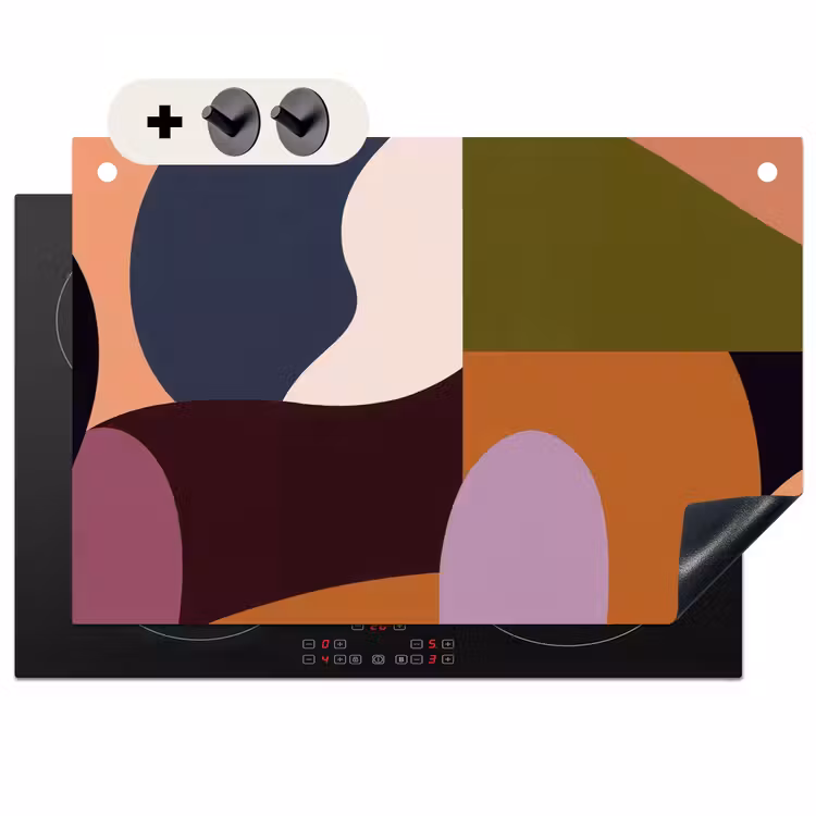 Inductie beschermer en spatscherm (2in1) - Vormen - Abstract - Kleuren - Vierkant — 1