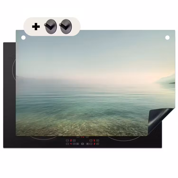 Inductie beschermer en spatscherm (2in1) - Zee - Horizon - Blauw - Mist — 1