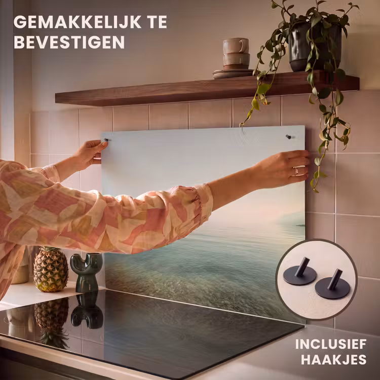 Inductie beschermer en spatscherm (2in1) - Zee - Horizon - Blauw - Mist — 7