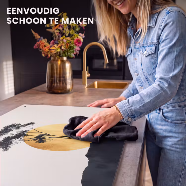 Inductie beschermer en spatscherm (2in1) - Zwarte boom - Gouden cirkel - Heuvel — 5