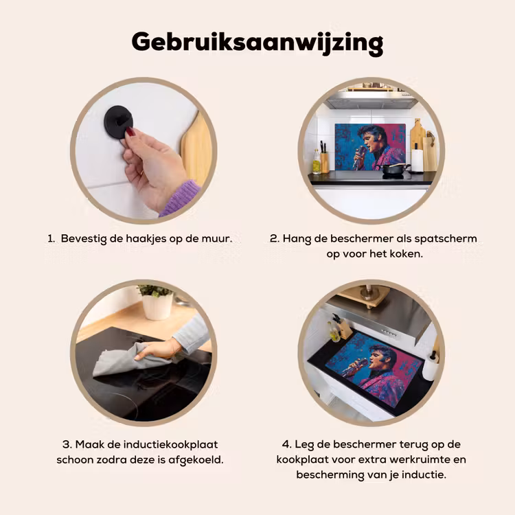 Inductie beschermer en spatscherm (2in1) - Zingende man - Glitterjas - Microfoon — 6