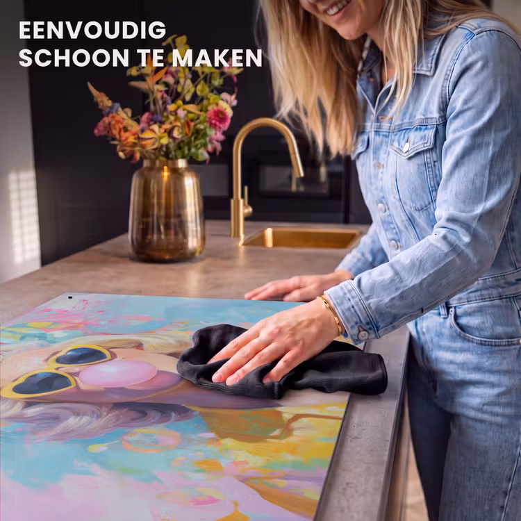 Inductie beschermer en spatscherm (2in1) - Vrouw - Blond - Roze kauwgom - Kleurrijk - Pastel — 5