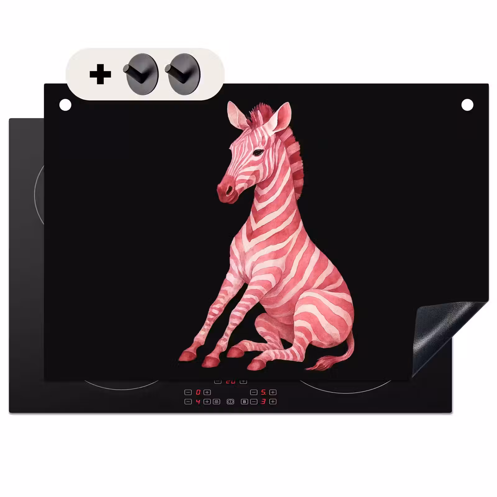 Inductie beschermer en spatscherm (2in1) - Zebra - Roze - Gestreept — 1