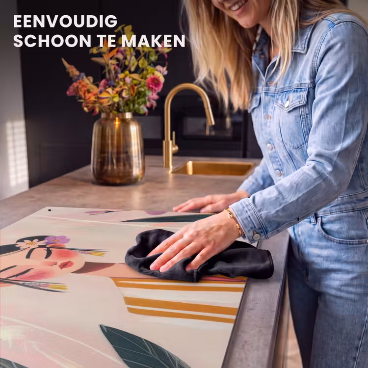 Inductie beschermer en spatscherm (2in1) - Vrouw - Bloemen - Pastel — 5