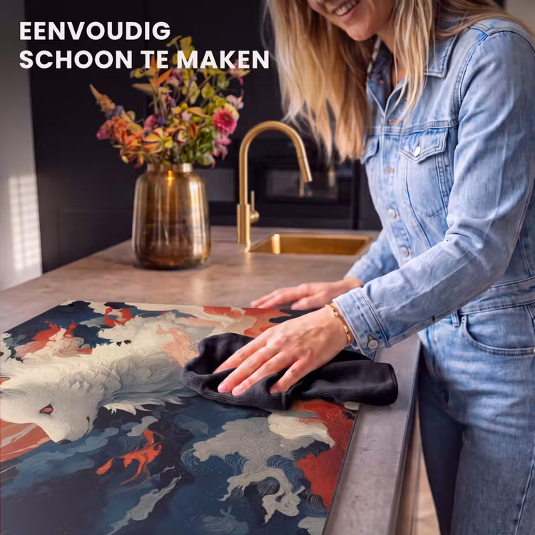 Inductie beschermer en spatscherm (2in1) - Witte vos - wolken - maan — 5
