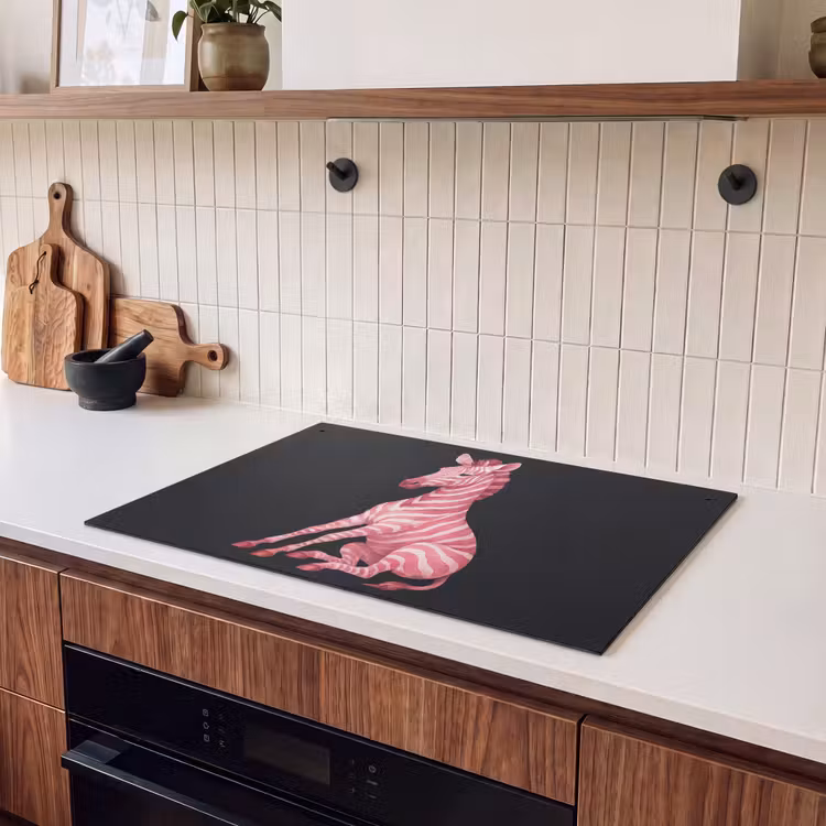 Inductie beschermer en spatscherm (2in1) - Zebra - Roze - Gestreept — 3