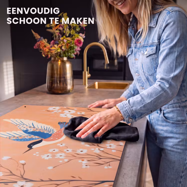 Inductie beschermer en spatscherm (2in1) - Vogel - Bloesemtakken - Warm - Kleurrijk — 5
