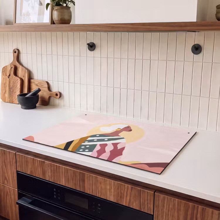 Inductie beschermer en spatscherm (2in1) - Vrouw - Zon - Kleurrijk — 3