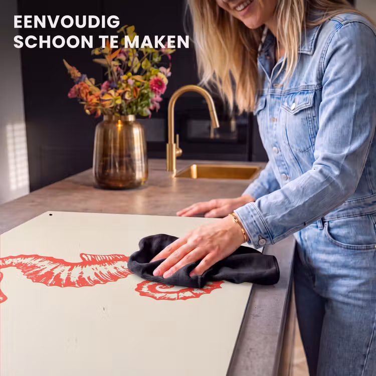 Inductie beschermer en spatscherm (2in1) - Zeepaardje - Rood - Fijne details — 5