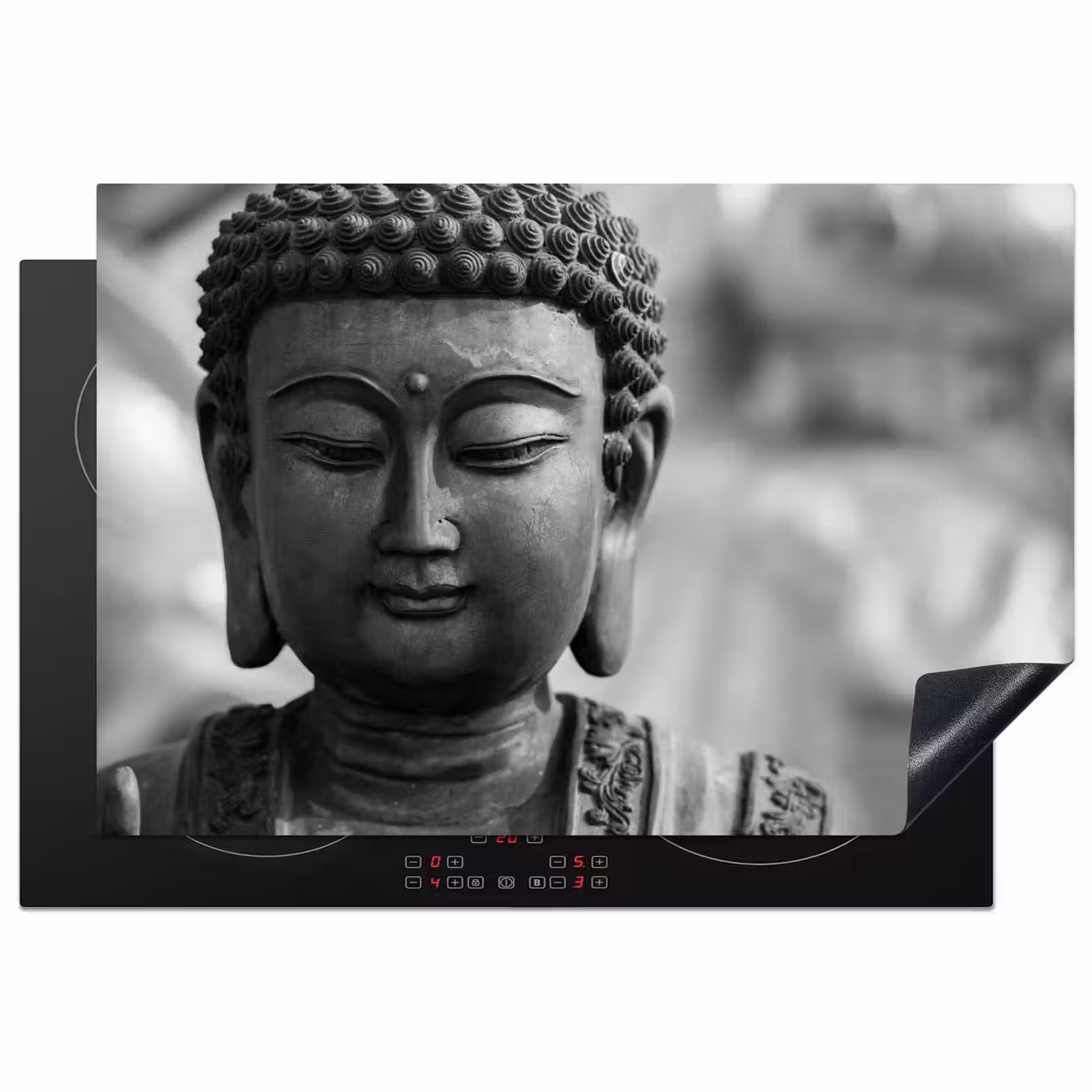 Inductie beschermer - Boeddha - Grijs - Spiritualiteit - Buddha beeld - Religie — 1