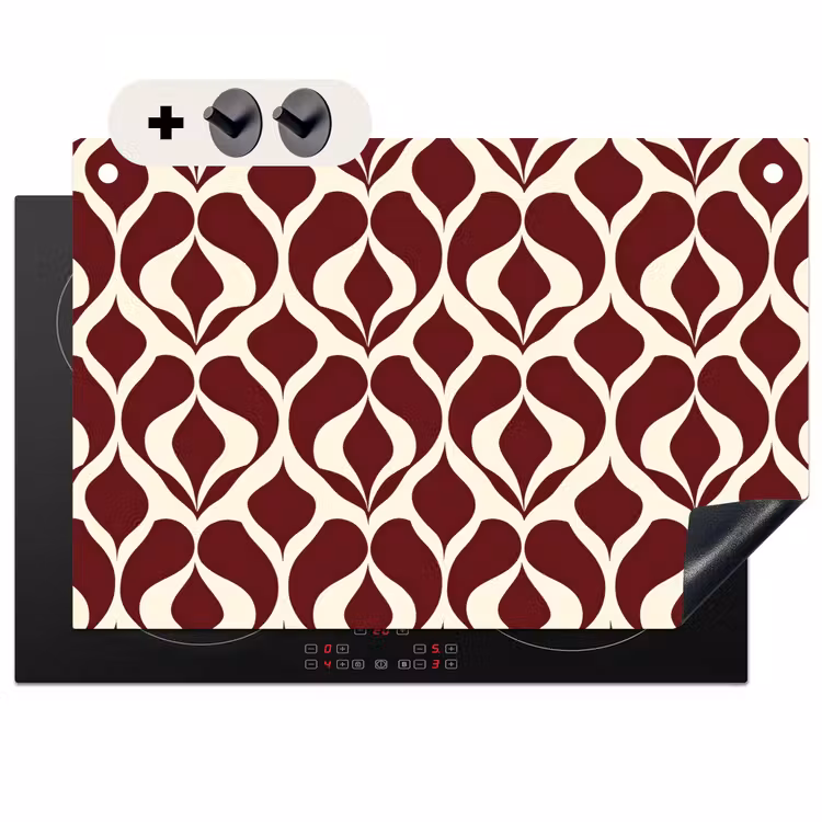 Inductie beschermer en spatscherm (2in1) - Rood - Druppelpatroon - Grafisch — 1