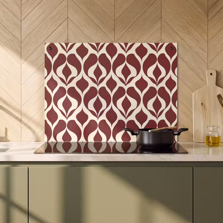 Inductie beschermer en spatscherm (2in1) - Rood - Druppelpatroon - Grafisch — 2