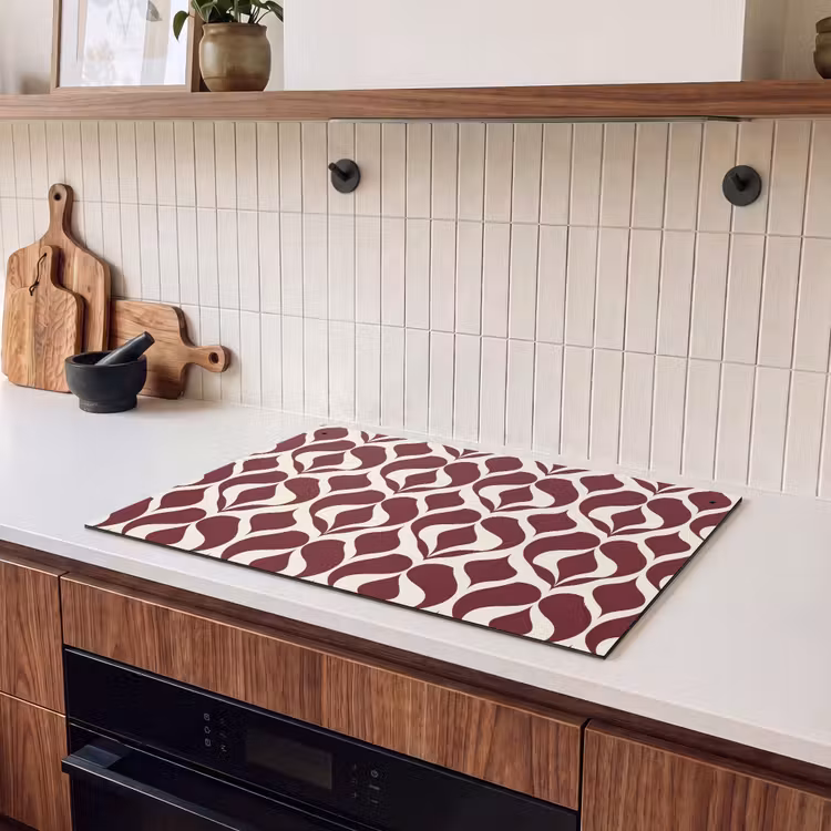 Inductie beschermer en spatscherm (2in1) - Rood - Druppelpatroon - Grafisch — 3