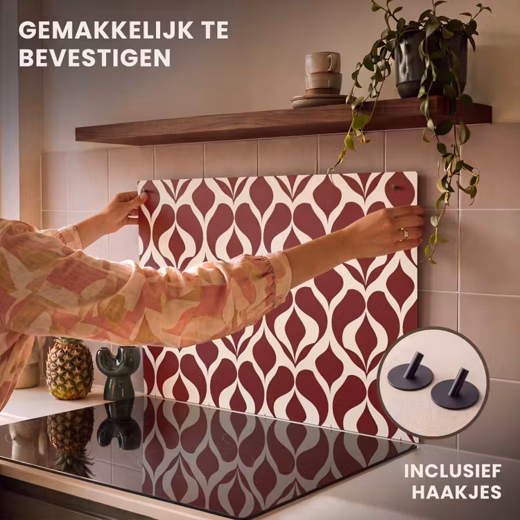 Inductie beschermer en spatscherm (2in1) - Rood - Druppelpatroon - Grafisch — 7