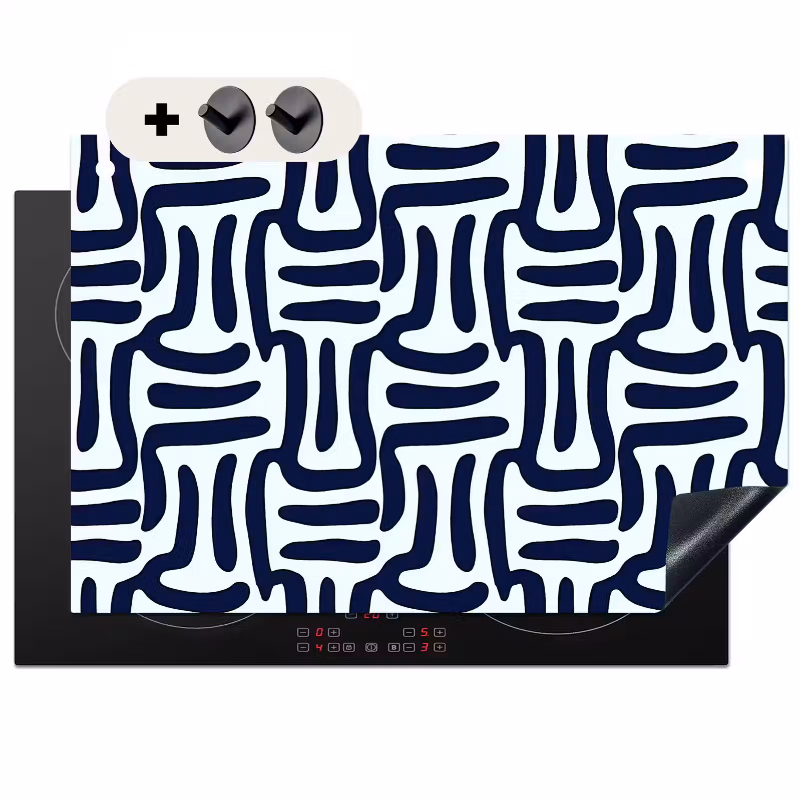 Inductie beschermer en spatscherm (2in1) - Abstract - Modern - Blauw — 1