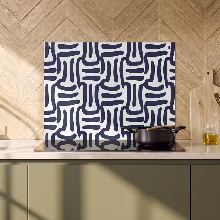 Inductie beschermer en spatscherm (2in1) - Abstract - Modern - Blauw — 2