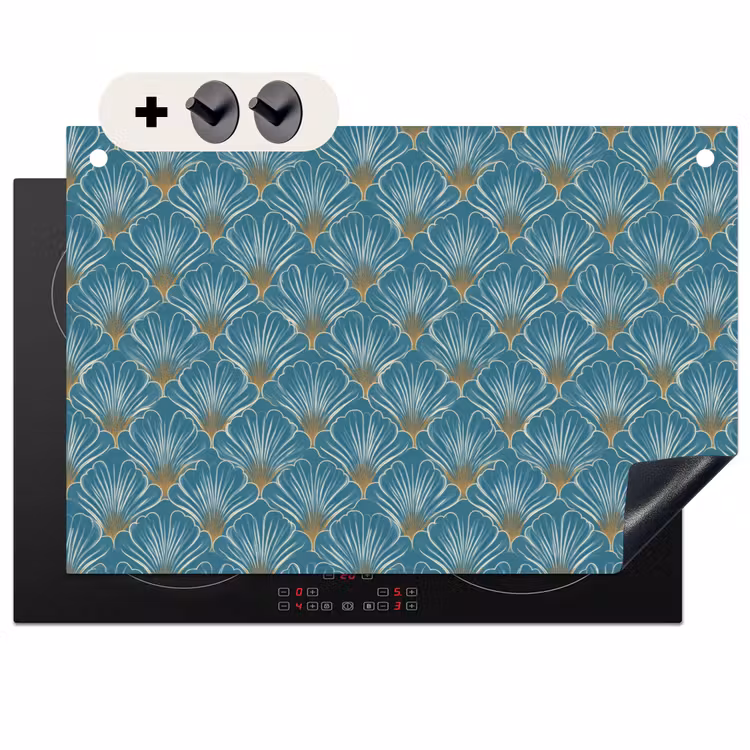 Inductie beschermer en spatscherm (2in1) - Symmetrisch - Patroon - Blauw — 1