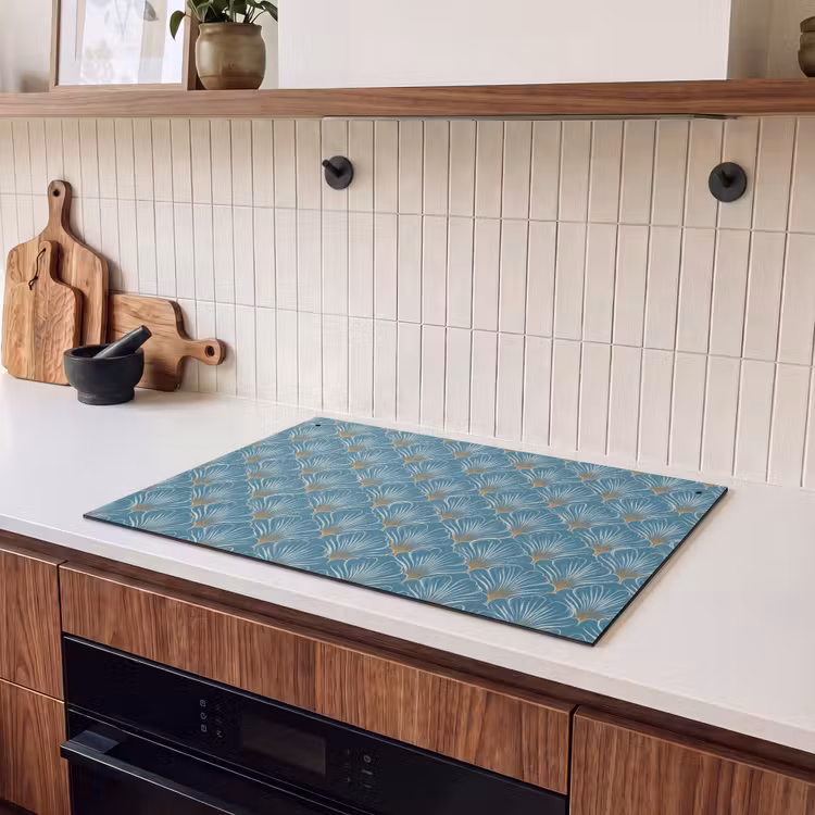 Inductie beschermer en spatscherm (2in1) - Symmetrisch - Patroon - Blauw — 3