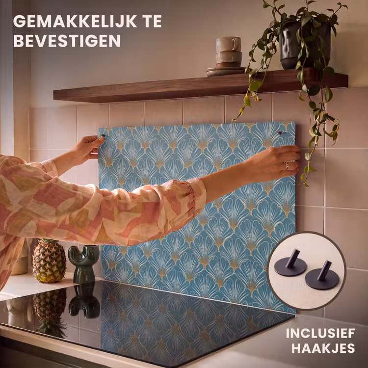 Inductie beschermer en spatscherm (2in1) - Symmetrisch - Patroon - Blauw — 7