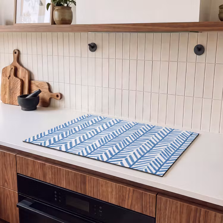 Inductie beschermer en spatscherm (2in1) - Patroon - Streep - Blauw — 3