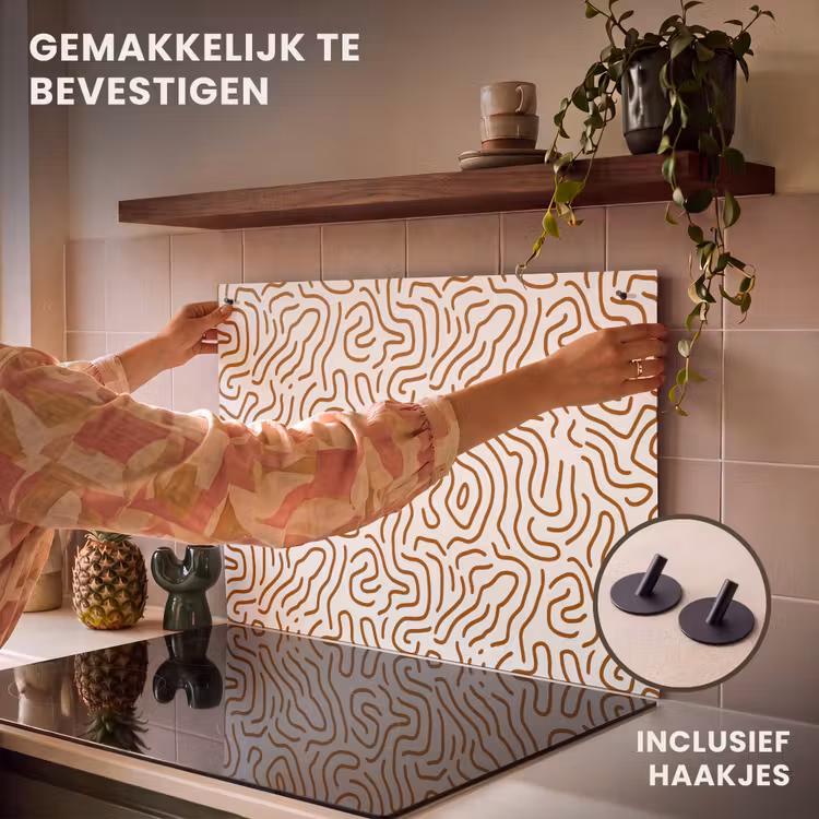 Inductie beschermer en spatscherm (2in1) - Minimalistisch - Patroon - Terracotta — 7