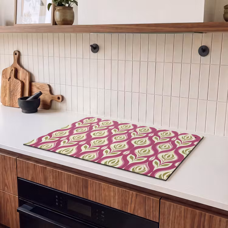 Inductie beschermer en spatscherm (2in1) - Retro - Floraal - Paars — 3
