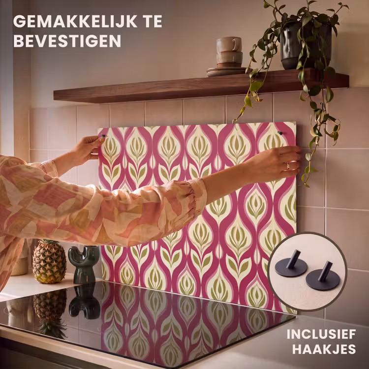 Inductie beschermer en spatscherm (2in1) - Retro - Floraal - Paars — 7