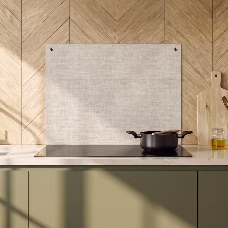 Inductie beschermer en spatscherm (2in1) - Linnen - Textuur - Beige — 2