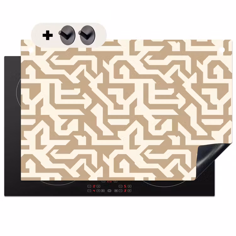 Inductie beschermer en spatscherm (2in1) - Modern - Abstract - Beige — 1