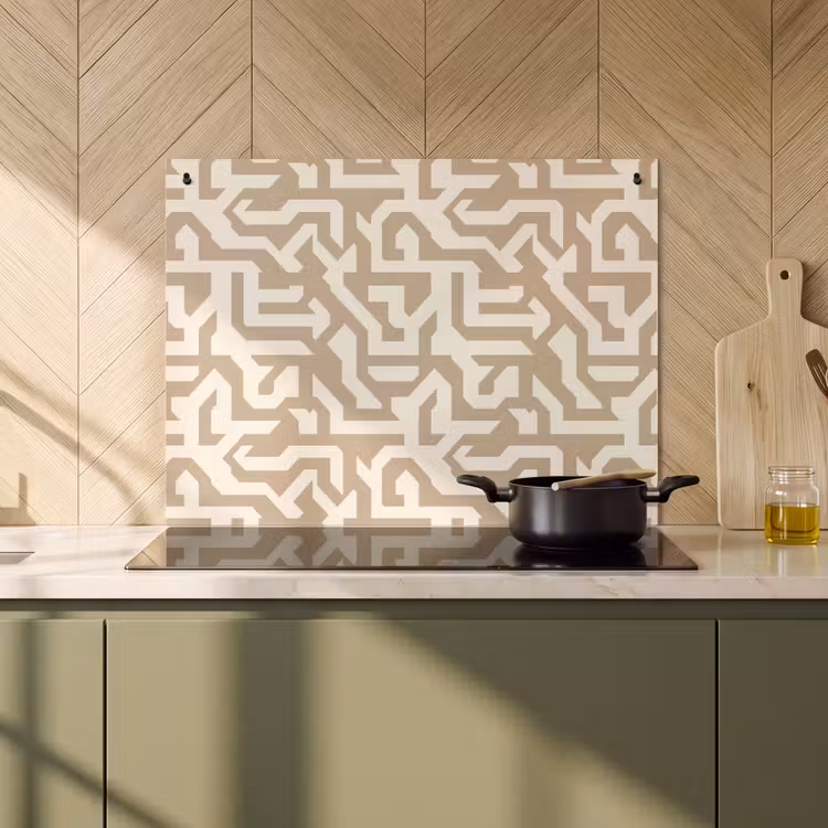 Inductie beschermer en spatscherm (2in1) - Modern - Abstract - Beige — 2