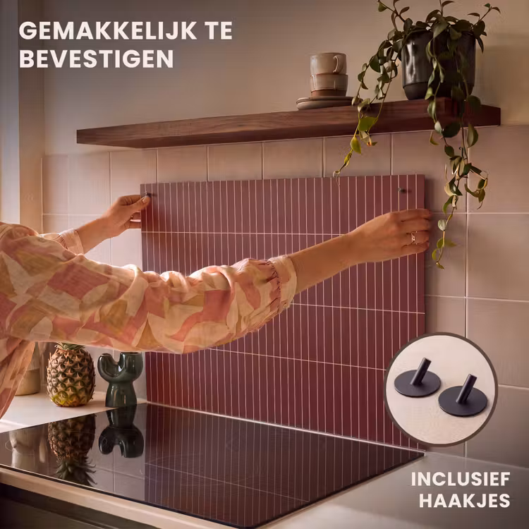 Inductie beschermer en spatscherm (2in1) - Lijnen - Patroon - Bordeaux — 7