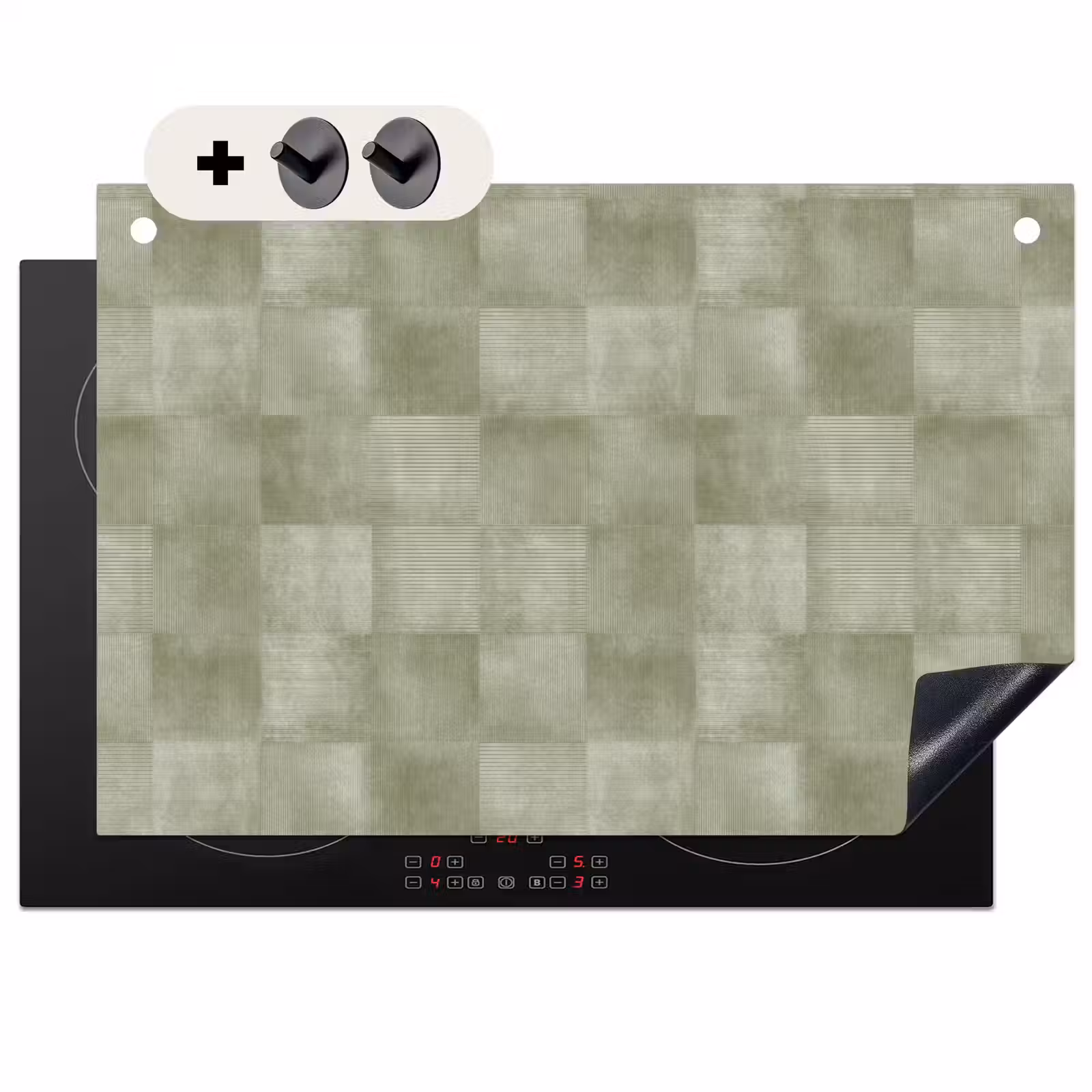 Inductie beschermer en spatscherm (2in1) - Vlakken - Rustiek - Groen — 1
