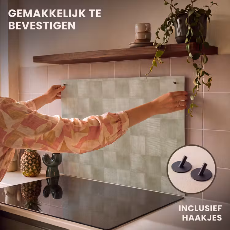 Inductie beschermer en spatscherm (2in1) - Vlakken - Rustiek - Groen — 7