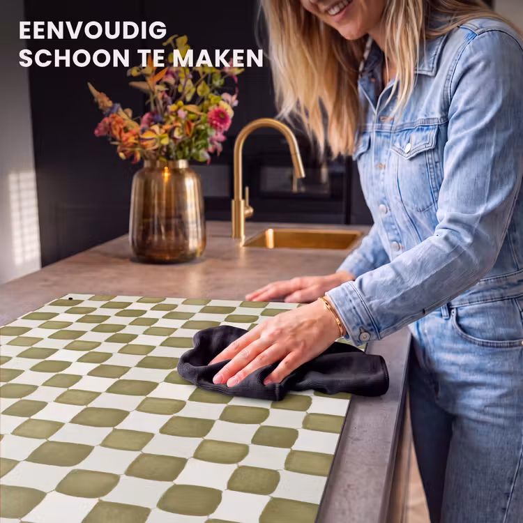 Inductie beschermer en spatscherm (2in1) - Schaak - Patroon - Groen — 5