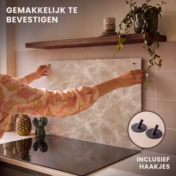Inductie beschermer en spatscherm (2in1) - Bruin - Kristaladers - Marmer — 7
