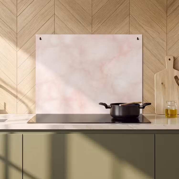 Inductie beschermer en spatscherm (2in1) - Roze - Marmer - Crème — 2