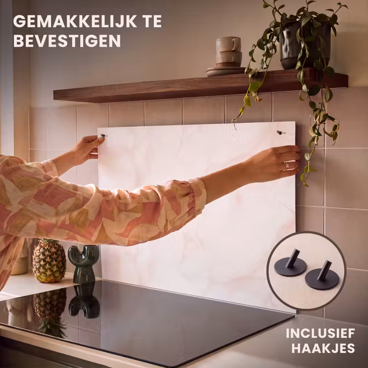 Inductie beschermer en spatscherm (2in1) - Zalmroze - Marmer - Aders — 7