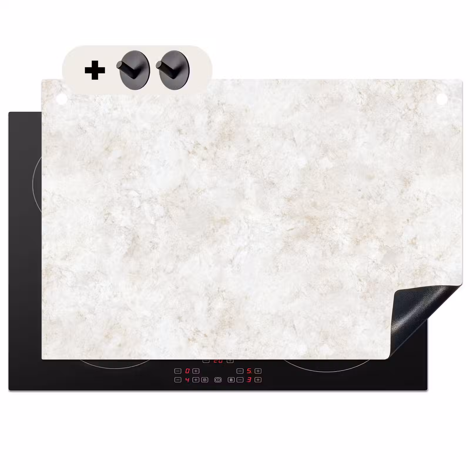 Inductie beschermer en spatscherm (2in1) - Beige - Marmer - Aders — 1