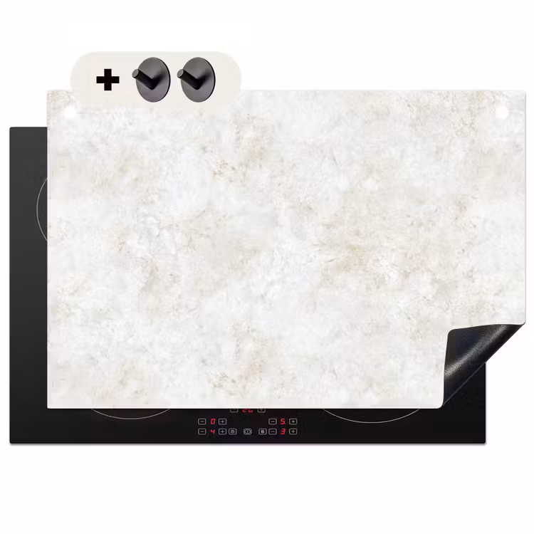 Inductie beschermer en spatscherm (2in1) - Beige - Marmer - Aders