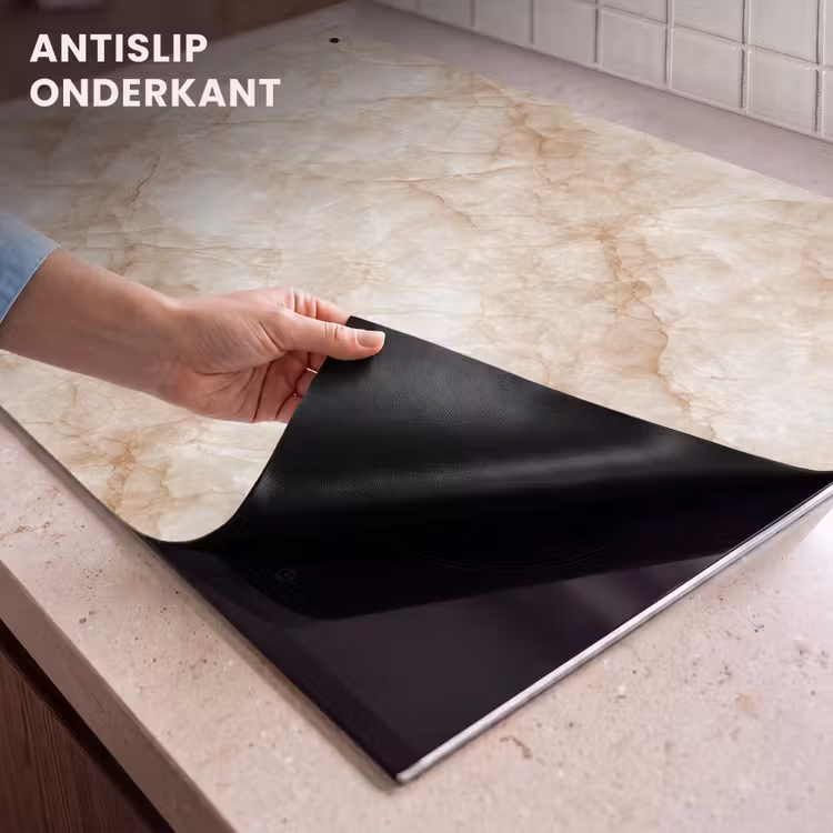 Inductie beschermer en spatscherm (2in1) - Kristalstructuur - Bruin - Marmer — 4