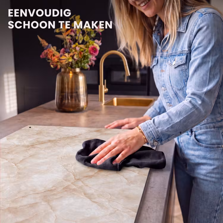 Inductie beschermer en spatscherm (2in1) - Kristalstructuur - Bruin - Marmer — 5