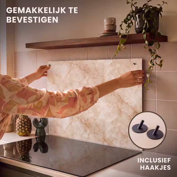 Inductie beschermer en spatscherm (2in1) - Kristalstructuur - Bruin - Marmer — 7